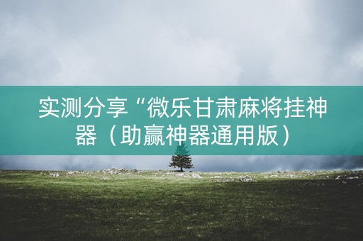 实测分享“微乐甘肃麻将挂神器（助赢神器通用版）