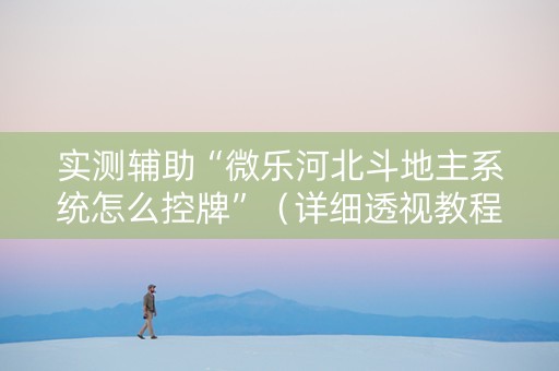 实测辅助“微乐河北斗地主系统怎么控牌”（详细透视教程）-哔哩哔哩
