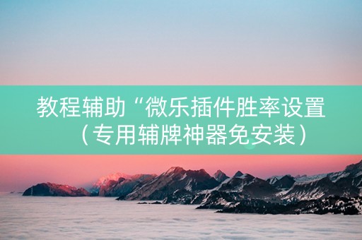 教程辅助“微乐插件胜率设置（专用辅牌神器免安装）