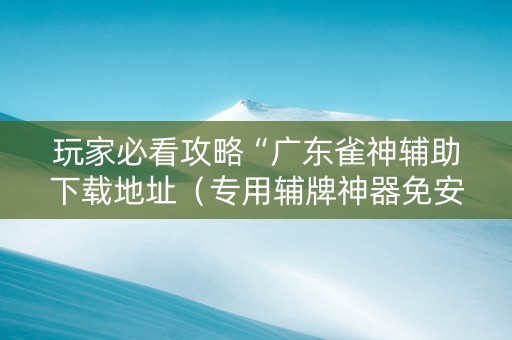 玩家必看攻略“广东雀神辅助下载地址（专用辅牌神器免安装）