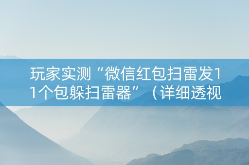 玩家实测“微信红包扫雷发11个包躲扫雷器”（详细透视教程）-哔哩哔哩
