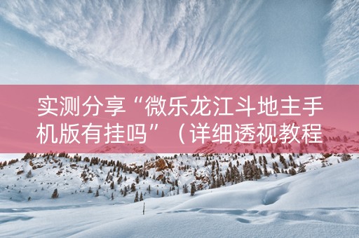 实测分享“微乐龙江斗地主手机版有挂吗”（详细透视教程）-哔哩哔哩