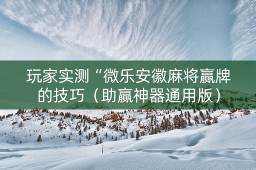 玩家实测“微乐安徽麻将赢牌的技巧（助赢神器通用版）