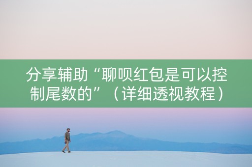 分享辅助“聊呗红包是可以控制尾数的”（详细透视教程）-哔哩哔哩