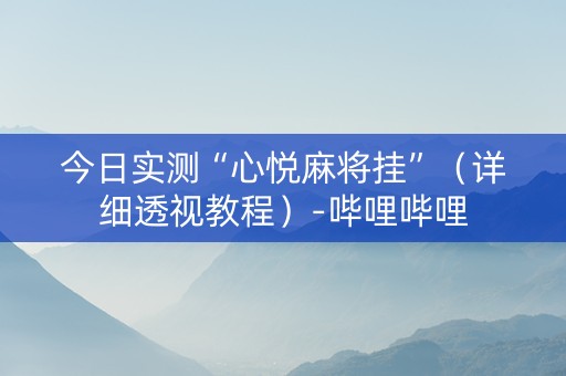 今日实测“心悦麻将挂”（详细透视教程）-哔哩哔哩