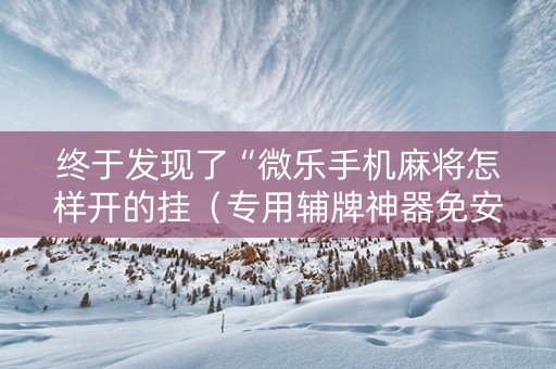 终于发现了“微乐手机麻将怎样开的挂（专用辅牌神器免安装）