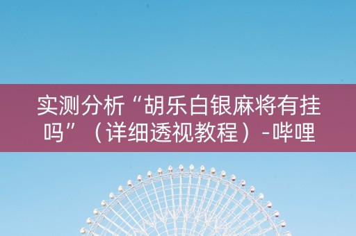 实测分析“胡乐白银麻将有挂吗”（详细透视教程）-哔哩哔哩