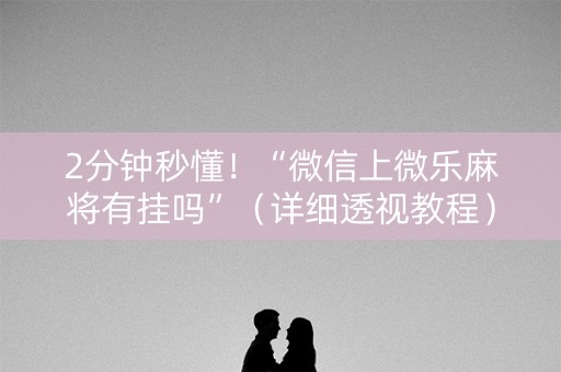 2分钟秒懂！“微信上微乐麻将有挂吗”（详细透视教程）-哔哩哔哩