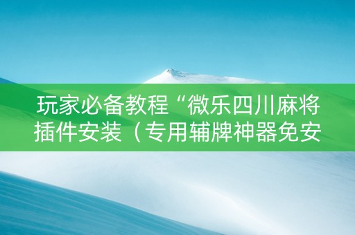 玩家必备教程“微乐四川麻将插件安装（专用辅牌神器免安装）