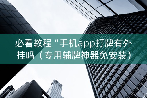 必看教程“手机app打牌有外挂吗（专用辅牌神器免安装）