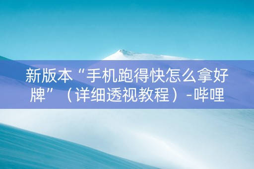 新版本“手机跑得快怎么拿好牌”（详细透视教程）-哔哩哔哩