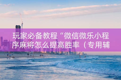 玩家必备教程“微信微乐小程序麻将怎么提高胜率（专用辅牌神器免安装）