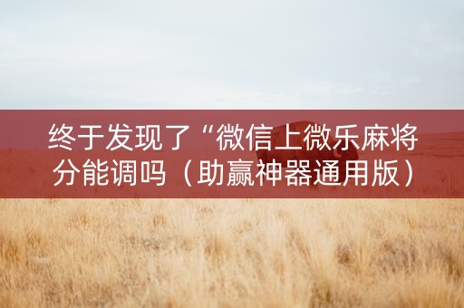 终于发现了“微信上微乐麻将分能调吗（助赢神器通用版）
