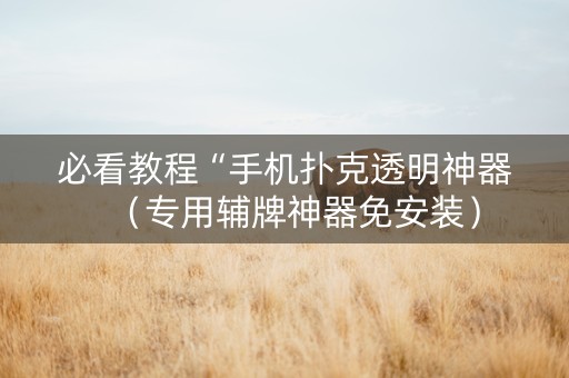 必看教程“手机扑克透明神器（专用辅牌神器免安装）