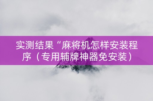实测结果“麻将机怎样安装程序（专用辅牌神器免安装）