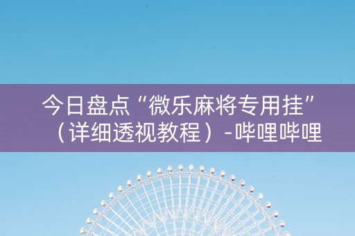 今日盘点“微乐麻将专用挂”（详细透视教程）-哔哩哔哩