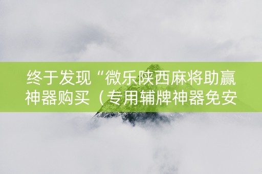 终于发现“微乐陕西麻将助赢神器购买（专用辅牌神器免安装）