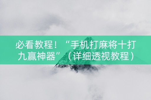 必看教程！“手机打麻将十打九赢神器”（详细透视教程）-哔哩哔哩