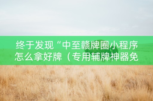 终于发现“中至赣牌圈小程序怎么拿好牌（专用辅牌神器免安装）
