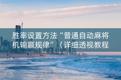 胜率设置方法“普通自动麻将机输赢规律”（详细透视教程）-哔哩哔哩
