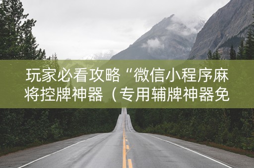 玩家必看攻略“微信小程序麻将控牌神器（专用辅牌神器免安装）