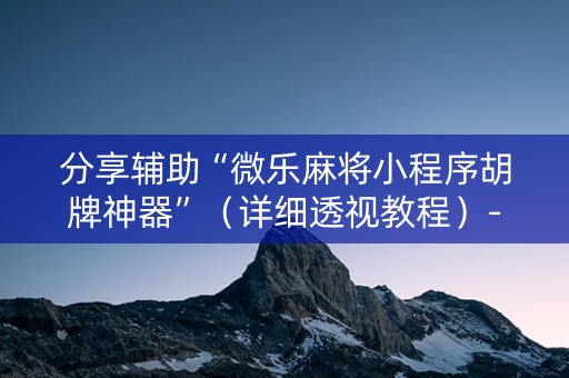 分享辅助“微乐麻将小程序胡牌神器”（详细透视教程）-哔哩哔哩