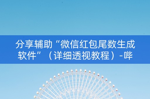 分享辅助“微信红包尾数生成软件”（详细透视教程）-哔哩哔哩