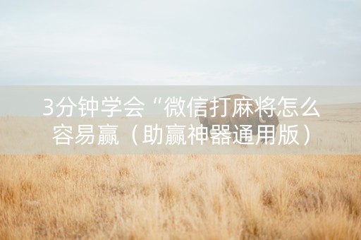 3分钟学会“微信打麻将怎么容易赢（助赢神器通用版）