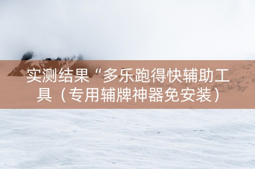 实测结果“多乐跑得快辅助工具（专用辅牌神器免安装）