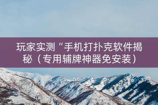 玩家实测“手机打扑克软件揭秘（专用辅牌神器免安装）