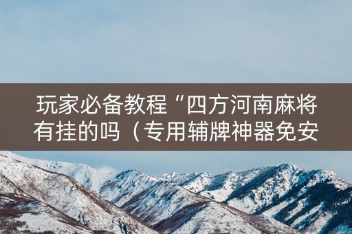 玩家必备教程“四方河南麻将有挂的吗（专用辅牌神器免安装）