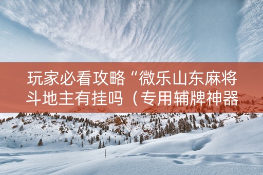 玩家必看攻略“微乐山东麻将斗地主有挂吗（专用辅牌神器免安装）