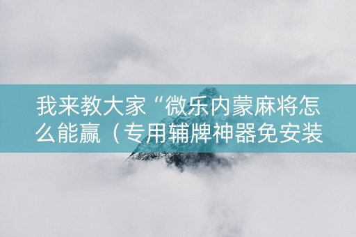 我来教大家“微乐内蒙麻将怎么能赢（专用辅牌神器免安装）