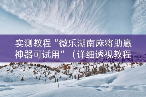 实测教程“微乐湖南麻将助赢神器可试用”（详细透视教程）-哔哩哔哩