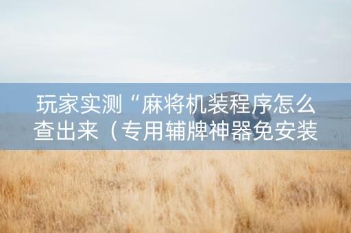 玩家实测“麻将机装程序怎么查出来（专用辅牌神器免安装）