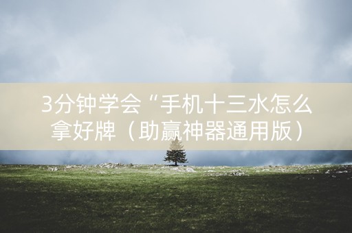 3分钟学会“手机十三水怎么拿好牌（助赢神器通用版）