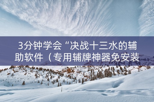 3分钟学会“决战十三水的辅助软件（专用辅牌神器免安装）