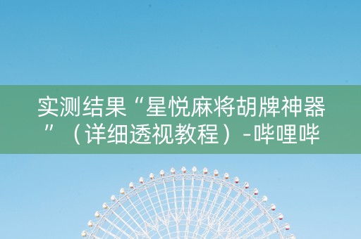 实测结果“星悦麻将胡牌神器”（详细透视教程）-哔哩哔哩