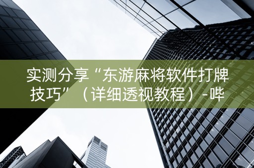 实测分享“东游麻将软件打牌技巧”（详细透视教程）-哔哩哔哩