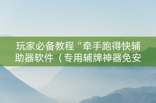 玩家必备教程“牵手跑得快辅助器软件（专用辅牌神器免安装）