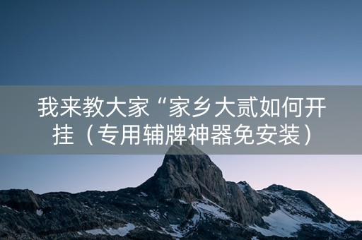 我来教大家“家乡大贰如何开挂（专用辅牌神器免安装）