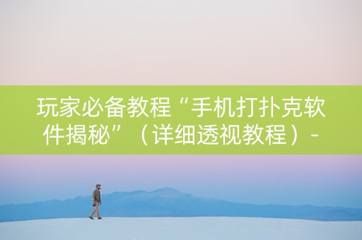 玩家必备教程“手机打扑克软件揭秘”（详细透视教程）-哔哩哔哩
