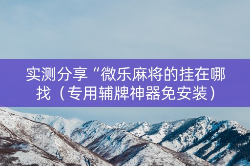 实测分享“微乐麻将的挂在哪找（专用辅牌神器免安装）