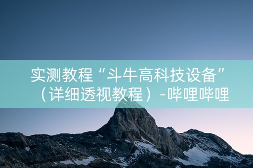 实测教程“斗牛高科技设备”（详细透视教程）-哔哩哔哩