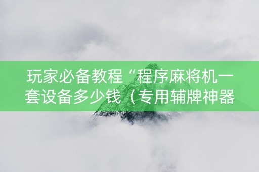 玩家必备教程“程序麻将机一套设备多少钱（专用辅牌神器免安装）