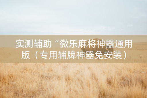 实测辅助“微乐麻将神器通用版（专用辅牌神器免安装）