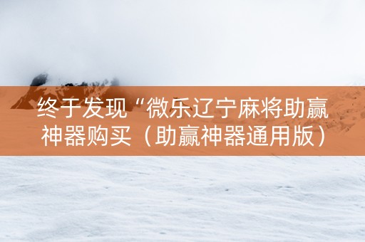 终于发现“微乐辽宁麻将助赢神器购买（助赢神器通用版）