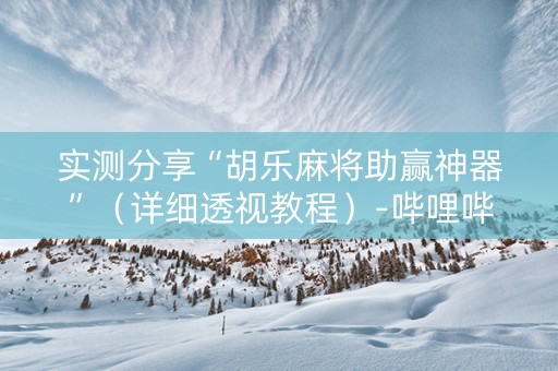 实测分享“胡乐麻将助赢神器”（详细透视教程）-哔哩哔哩