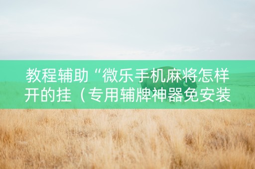 教程辅助“微乐手机麻将怎样开的挂（专用辅牌神器免安装）