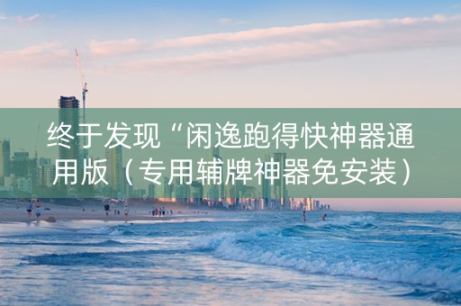 终于发现“闲逸跑得快神器通用版（专用辅牌神器免安装）